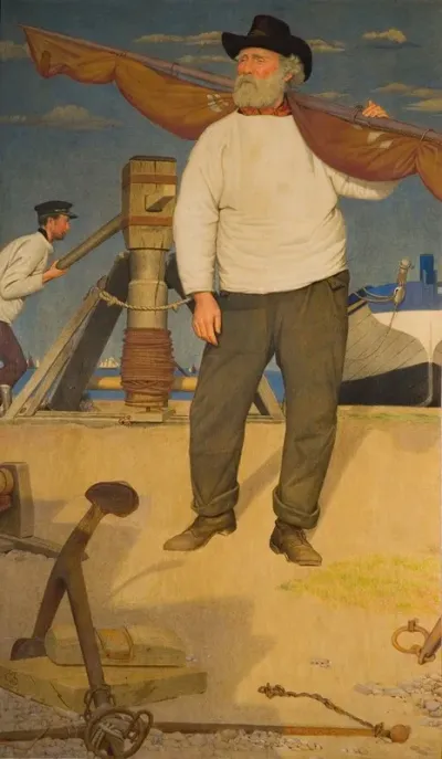 Fisherman Carrying A Sail