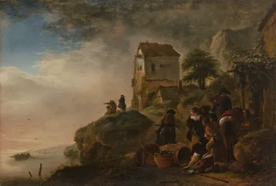 Fishermen Displaying Their Catch On A Rocky Coast