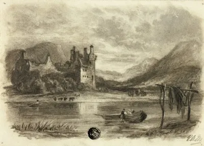 Fishermen Drying Nets Before Castle