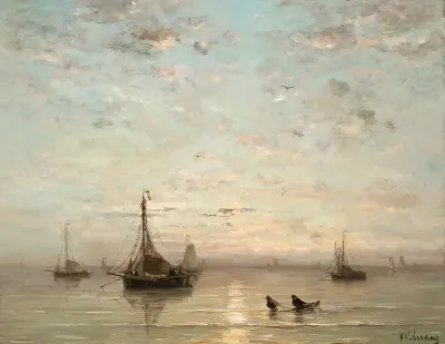 Fishing Boats At Sunset