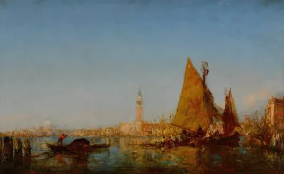 Fishing Boats In The Bacino Palazzo Ducale And The Campanile Beyond