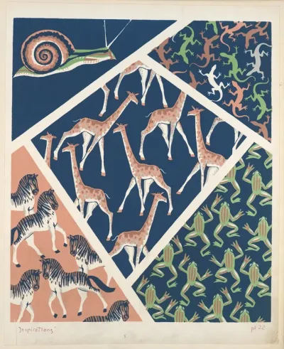 Five Animal Form Compositions Snail Iguanas Giraffes Zebras Frogs