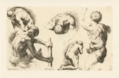 Five Nude Men In Various Positions