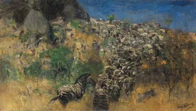 Fliehende Zebraherde Zwischen