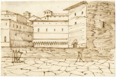 Florence Straatscene M Enige Gebouwen Aan Een Plein