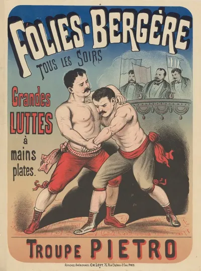 Folies Bergere Grandes Luttes A Mains Plates Troupe Pietro