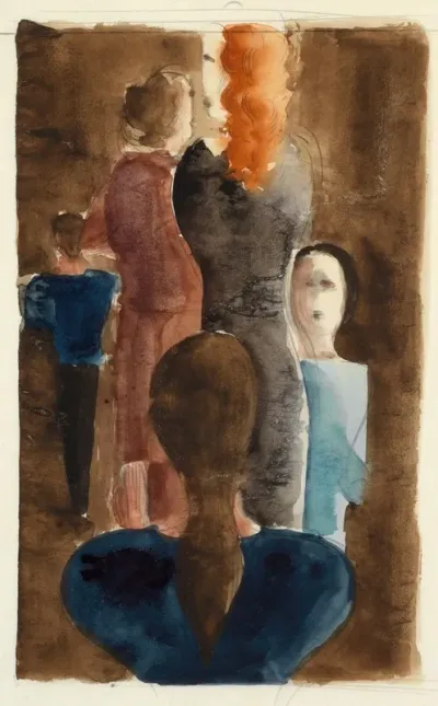 Four Colour Study For Women On Stairway