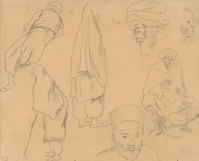 Four Figure Studies Of Bedouins And Three Of Head Studies