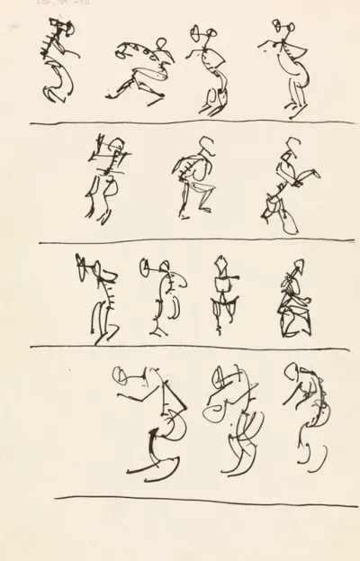 Four Registers Of Fourteen Dancing Figures