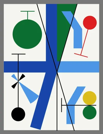 Four Spaces With Blue Broken Cross