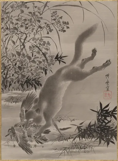Fox Catching Bird