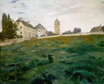 Frauenchiemsee Klosterwiese Mit Kirchturm Iii
