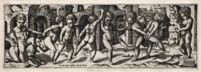 Frieze Of Children Dancing To A Bag Pipe