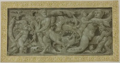 Frieze With Satyr Nymph And Putti
