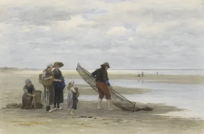 Garnalenvisser Op Het Strand