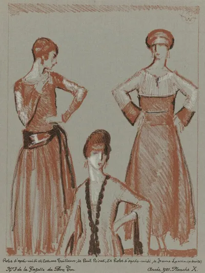 Gazette Du Bon Ton Robe Dapres Midi Et Costume Tailleur De Paul Poiret Et Robe Dapres Midi De Jeanne Lanvin
