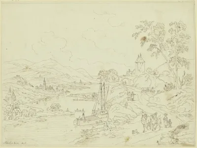 Gebirgige Landschaft An Einem Flus