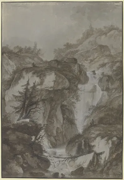 Gebirgsschlucht Mit Wasserfall Angeblich Der Handeckfall Im Haslital