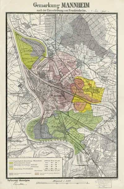 Gemarkung Mannheim Nach Der Einverleibung Von Feudenheim