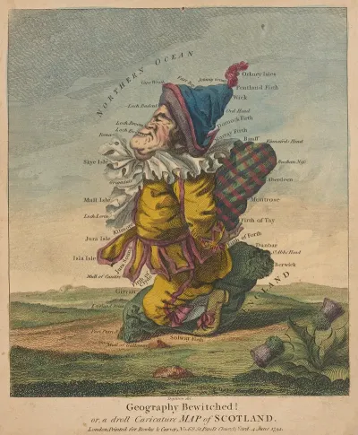 Geography Bewitched Or A Droll Caricature Map Of Scotland
