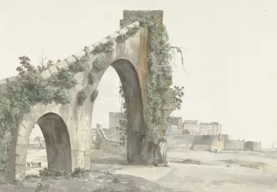 Gezicht Op Aquaduct En De Stad Tarente