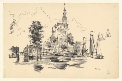 Gezicht Op De Hoofdtoren Vanaf Het Water Van De Vluchthaven