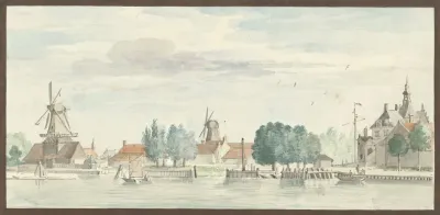 Gezicht Op Dordrecht Met De Rietdijkspoort En Windmolens 2