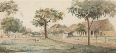 Gezicht Op Een Nederlandse Nederzetting In Indonesie J G Van Der Does