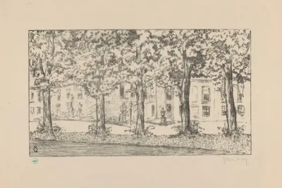 Gezicht Op Het Bordes Van Paleis Huis Ten Bosch Tussen Een Rij Bomen Huis Ten Bosch I