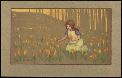 Girl Picking Crocuses
