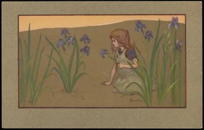 Girl Picking Irises