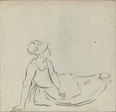 Girl With A Bonnet Reclining Verso