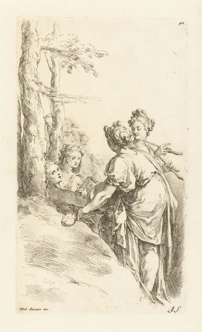 Girls Playing Music In A Landscape