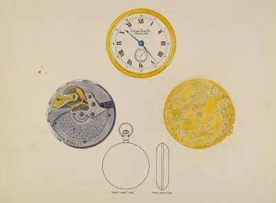 Gold Watch With Frame And Case