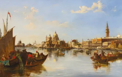 Gondolas And Fishing Boats At The Mouth Of The Grand Canal Venice