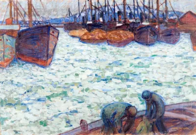 Gothenburg Harbour With Boats In The Ice