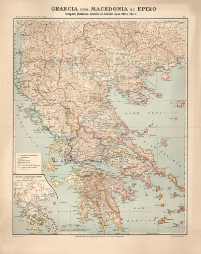 Graecia Cum Macedonia Et Epiro Tempore Foederum Aetolici Et Achai Ci Anno 270 A Chr N