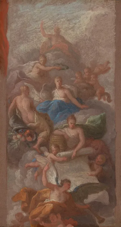 Gratitude Crowned By Peace With Other Allegorical Figures Of Industry Fame And Plenty