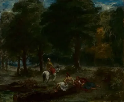 Greek Cavalry Men Resting In Forest 2