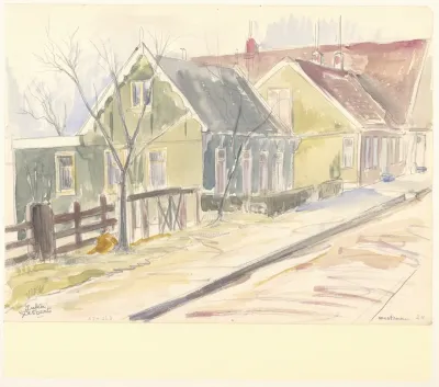 Groen Geschilderde Zaanse Huizen Aan Het Zuideinde In Westzaan