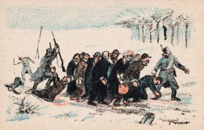 Groep Mensen Wordt Door Soldaten Gewelddadig Weggeleid