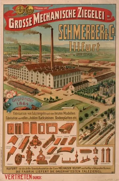 Grosse Mechanische Ziegelei Schmerber Co Illfurth Ober Elsass