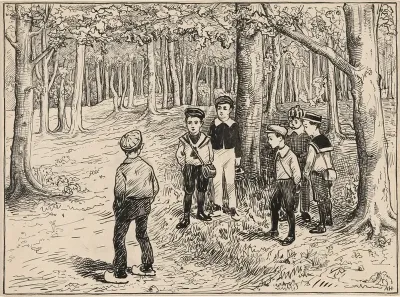 Group Of Boys In A Forest