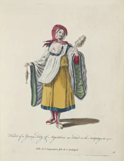 Habit Of A Young Lady Of Argentiera And Island In The Archipelago In 1700 Fille De Largentiere Isle De Larchipel