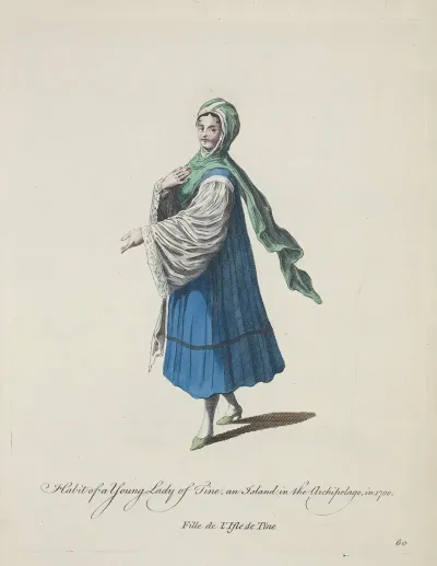 Habit Of A Young Lady Of Tine An Island In The Archipelago In 1700 Fille De Lisle De Tine