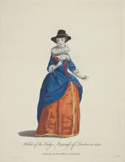 Habit Of The Lady Mayoress Of London In 1640 Lepouse Du Lord Maire De Londres