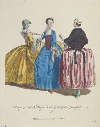 Habits Of English Ladies In The Years 1735 A 1745 B 1755 C