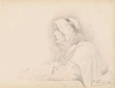 Half Length Of A Woman In Mediaeval Dress