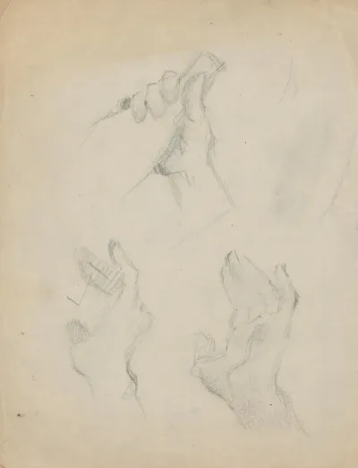 Hands Study And Hands Holding A Bottle