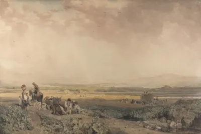 Harvesters In Landscape In Sussex